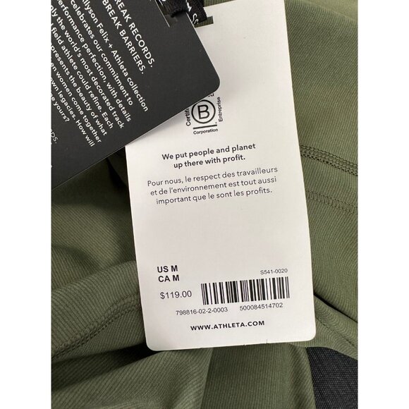NWT Allyson Felix Athleta Medium Leggings Fast AF Olive Green $119 Compression - Picture 3 of 16